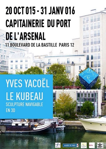 La magistrale sculpture KUBEAU installée sur le toit de la Capitainerie du Port de l'Arsenal à Paris