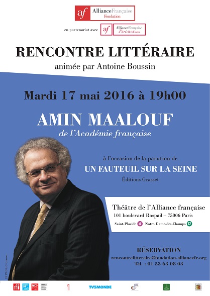 Amin Maalouf, prochain invité des Rencontres littéraires, le 17 mai 2016, à 19h00