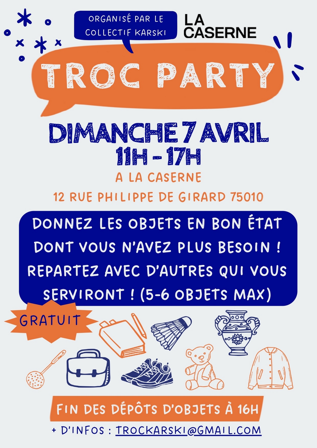 Troc Party à la Caserne à Paris 10e