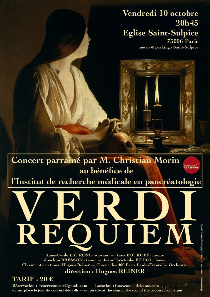 Concert Requiem de Verdi au bénéfice de la Recherche sur le Cancer du Pancréas